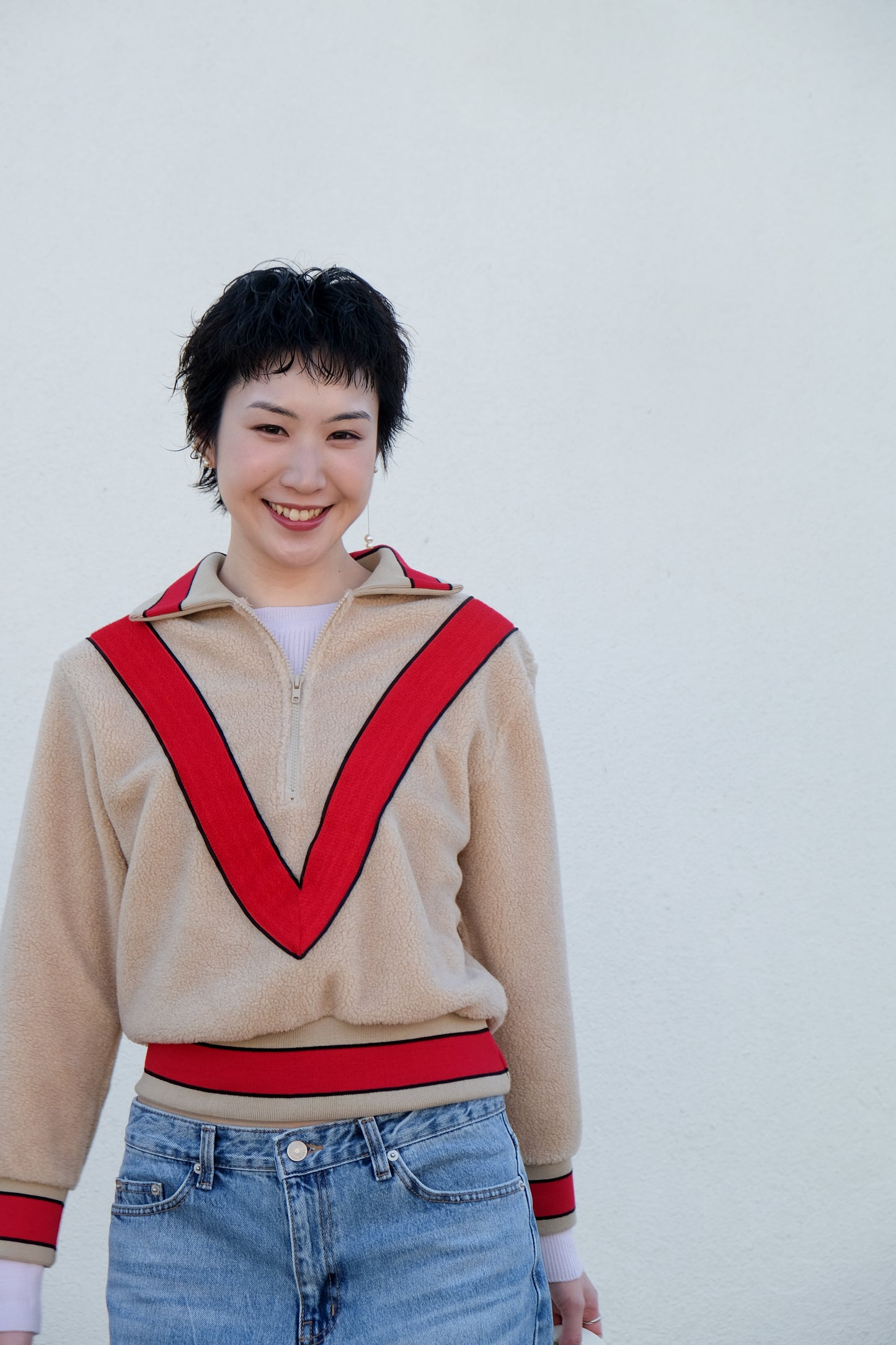 ✨推！"Red V" Fleece Retro Pullover