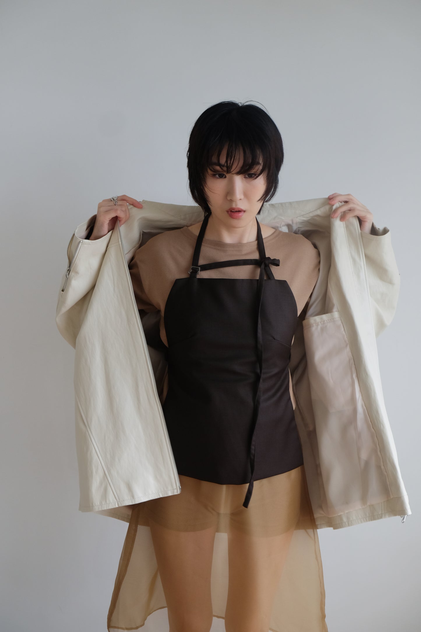 "Tiff" 50%Wool Backless Corset (Brown)