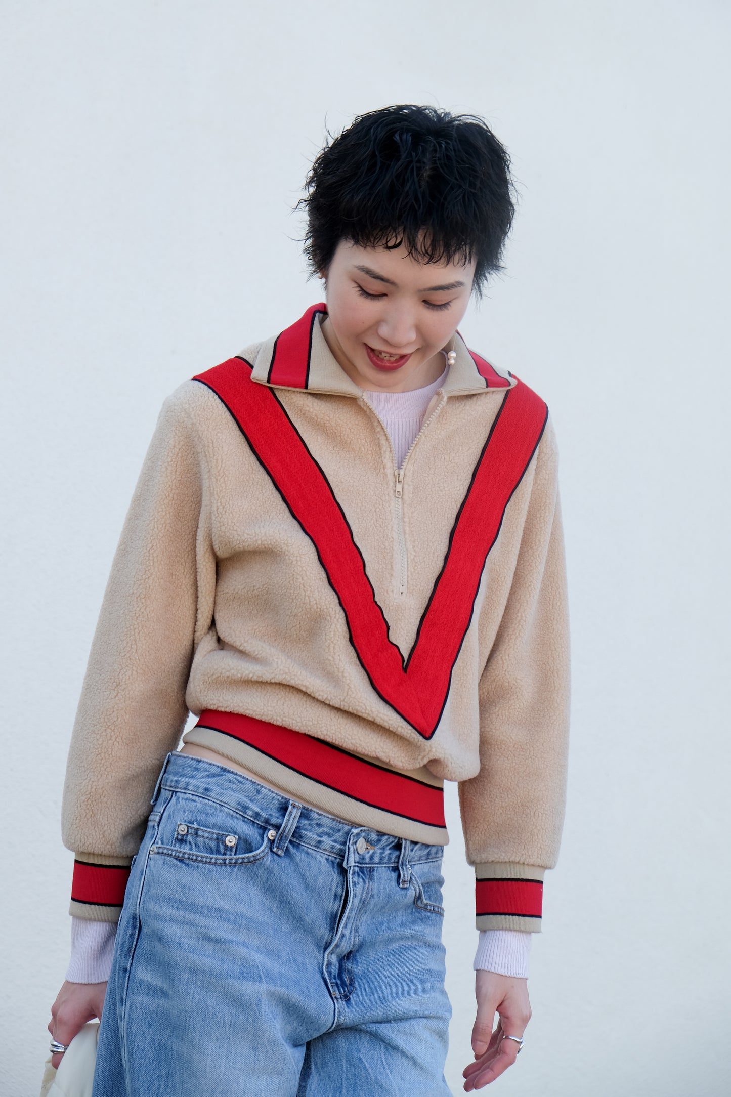 ✨推！"Red V" Fleece Retro Pullover
