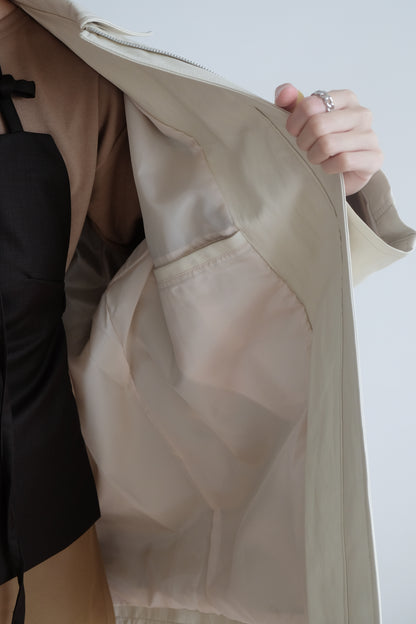 ✨推！Minimal Zips PU Leather Jacket (Cream)