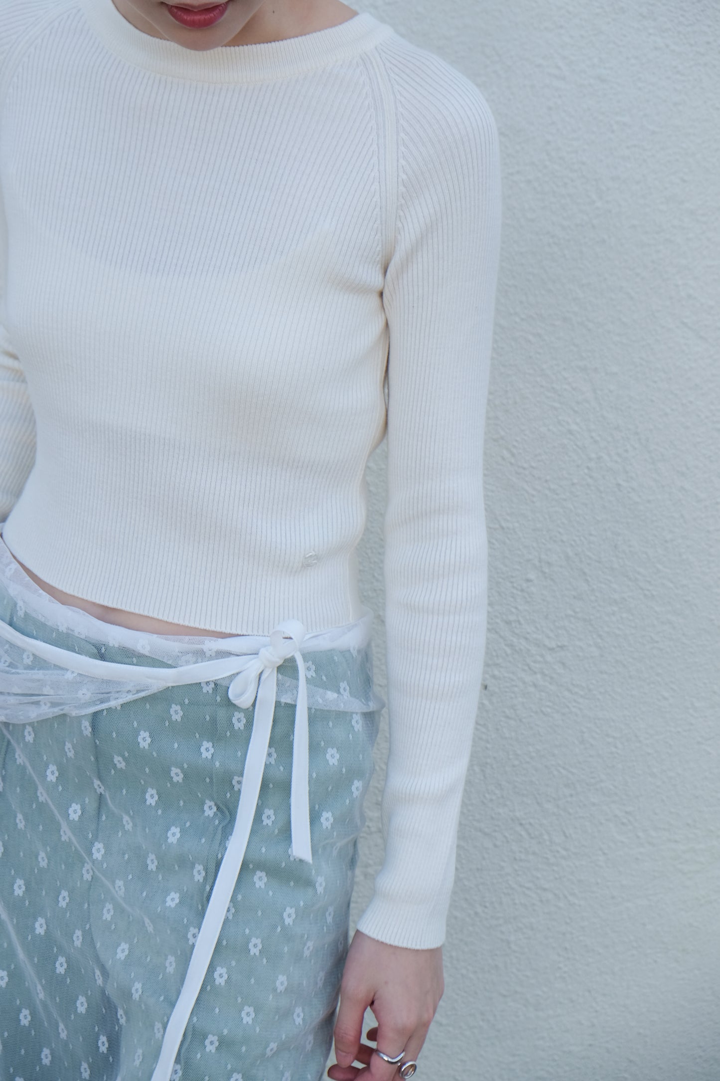Back Open Knit Top (Lilac/ Ivory)