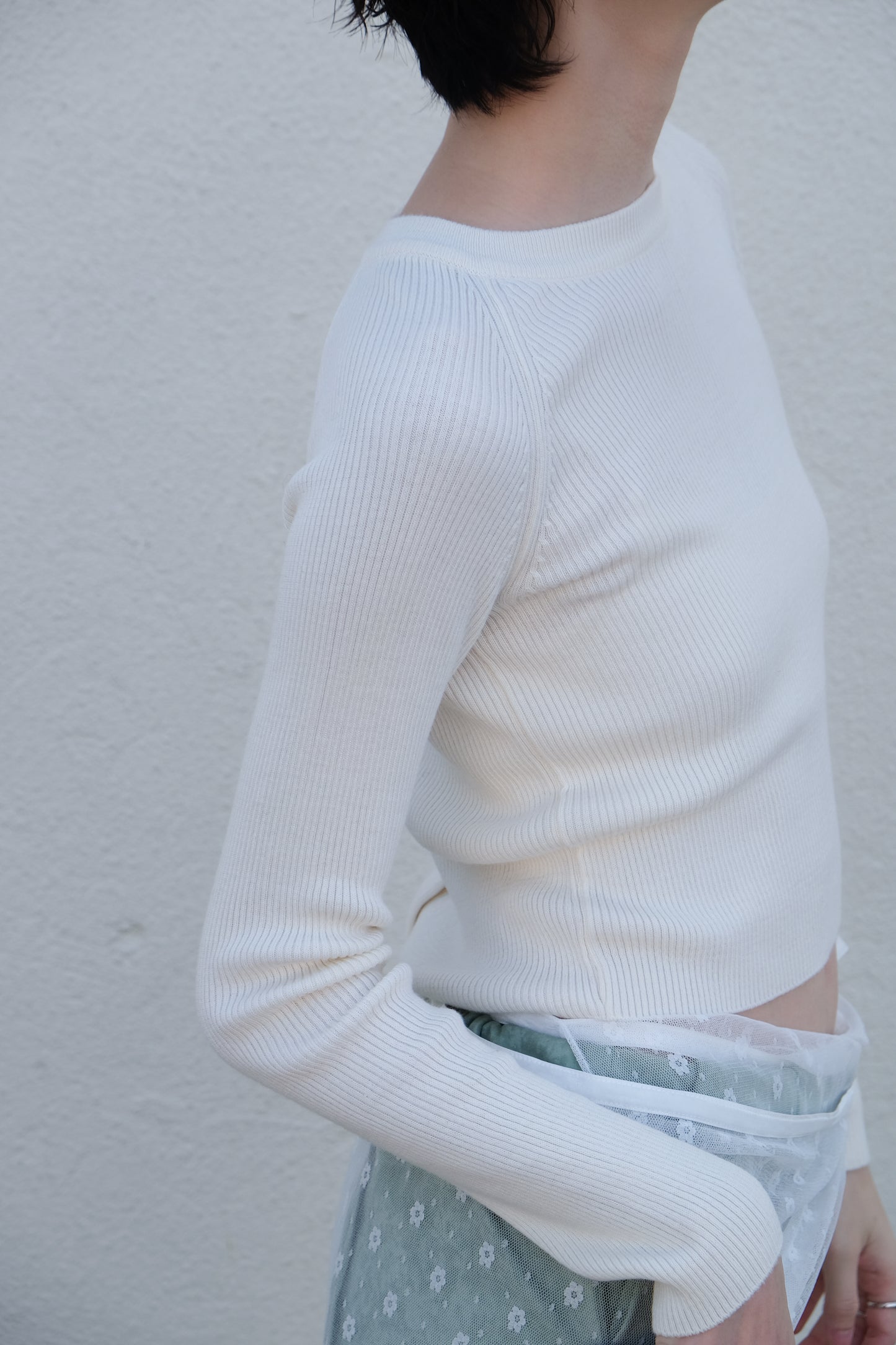 Back Open Knit Top (Lilac/ Ivory)