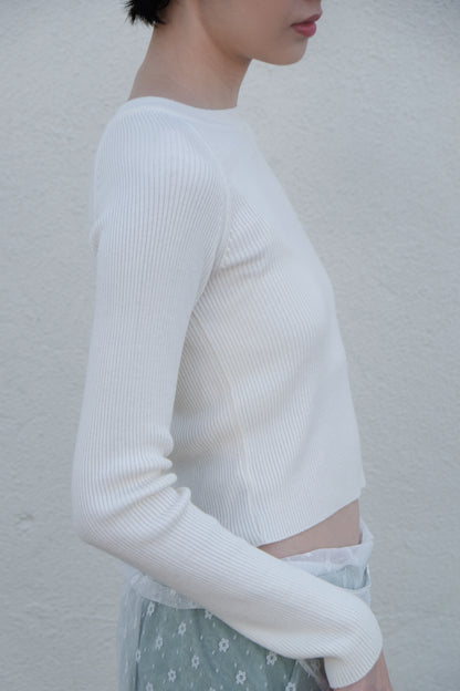 Back Open Knit Top (Lilac/ Ivory)