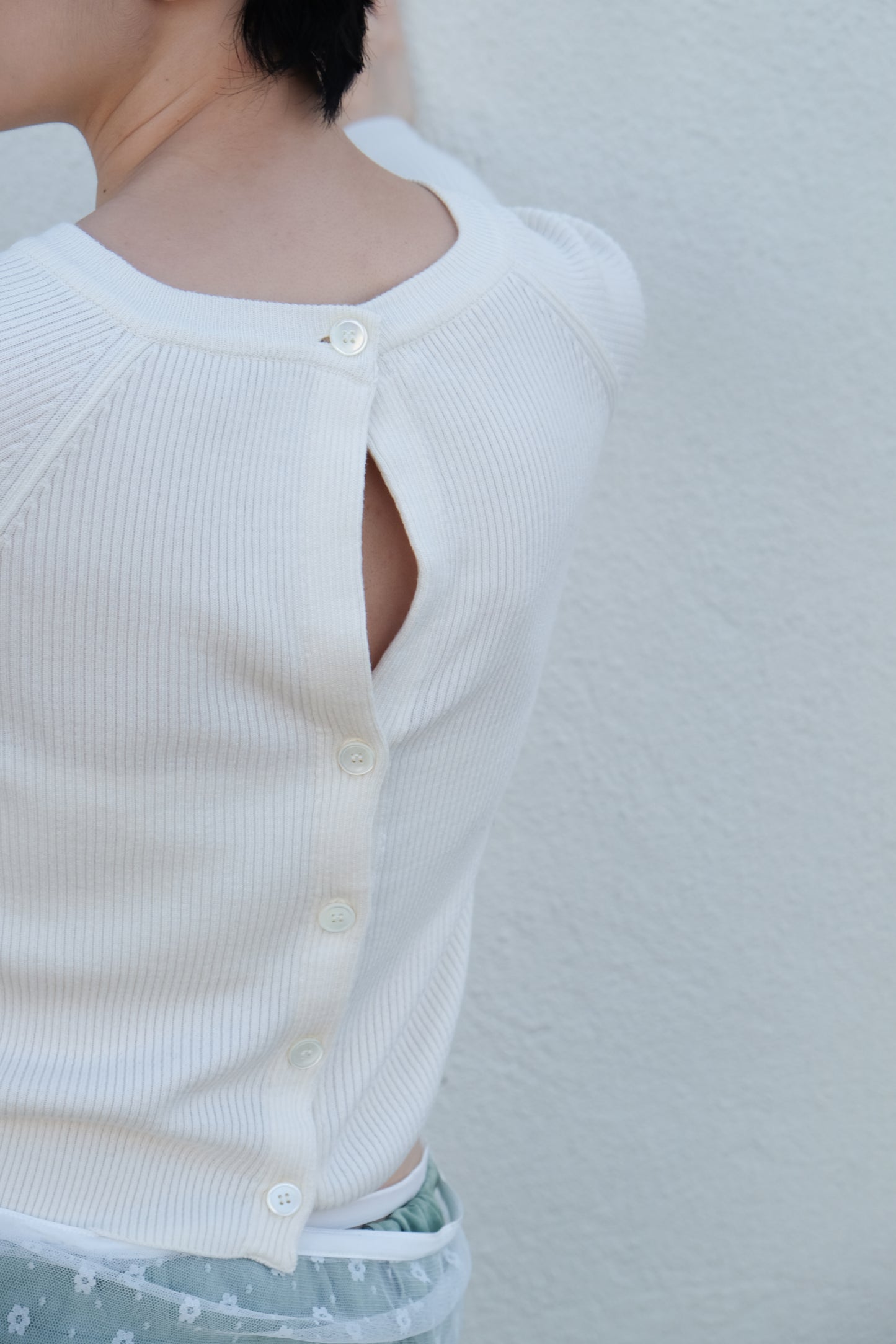 Back Open Knit Top (Lilac/ Ivory)