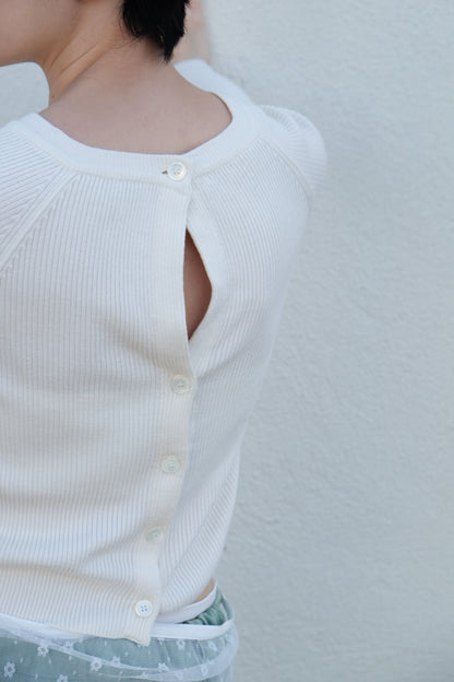 Back Open Knit Top (Lilac/ Ivory)