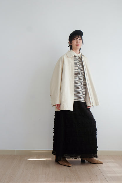 ✨推！Minimal Zips PU Leather Jacket (Cream)