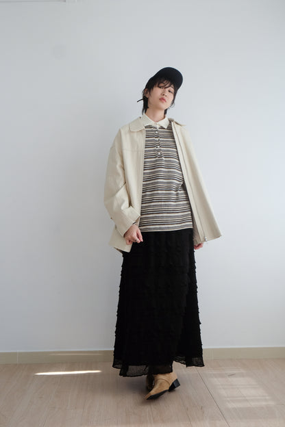 ✨推！Minimal Zips PU Leather Jacket (Cream)