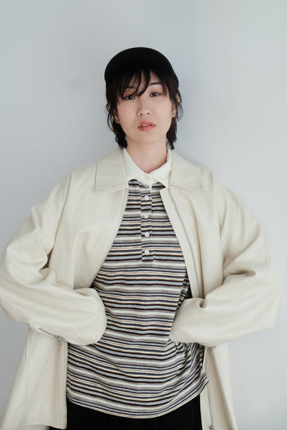 ✨推！Minimal Zips PU Leather Jacket (Cream)