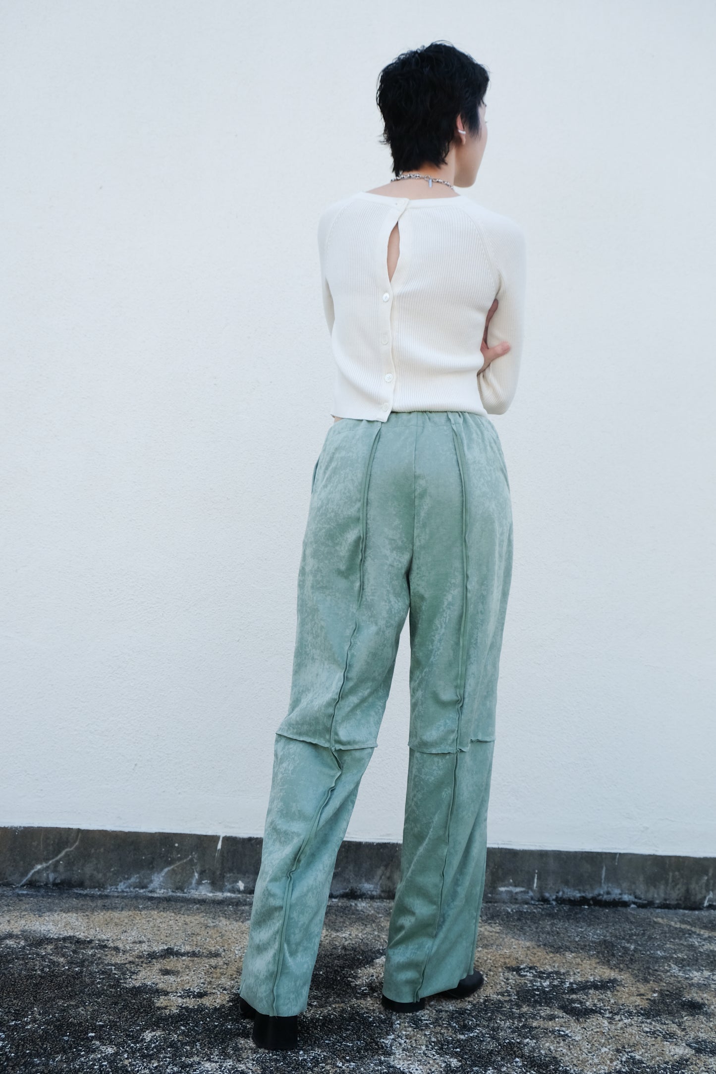 Back Open Knit Top (Lilac/ Ivory)