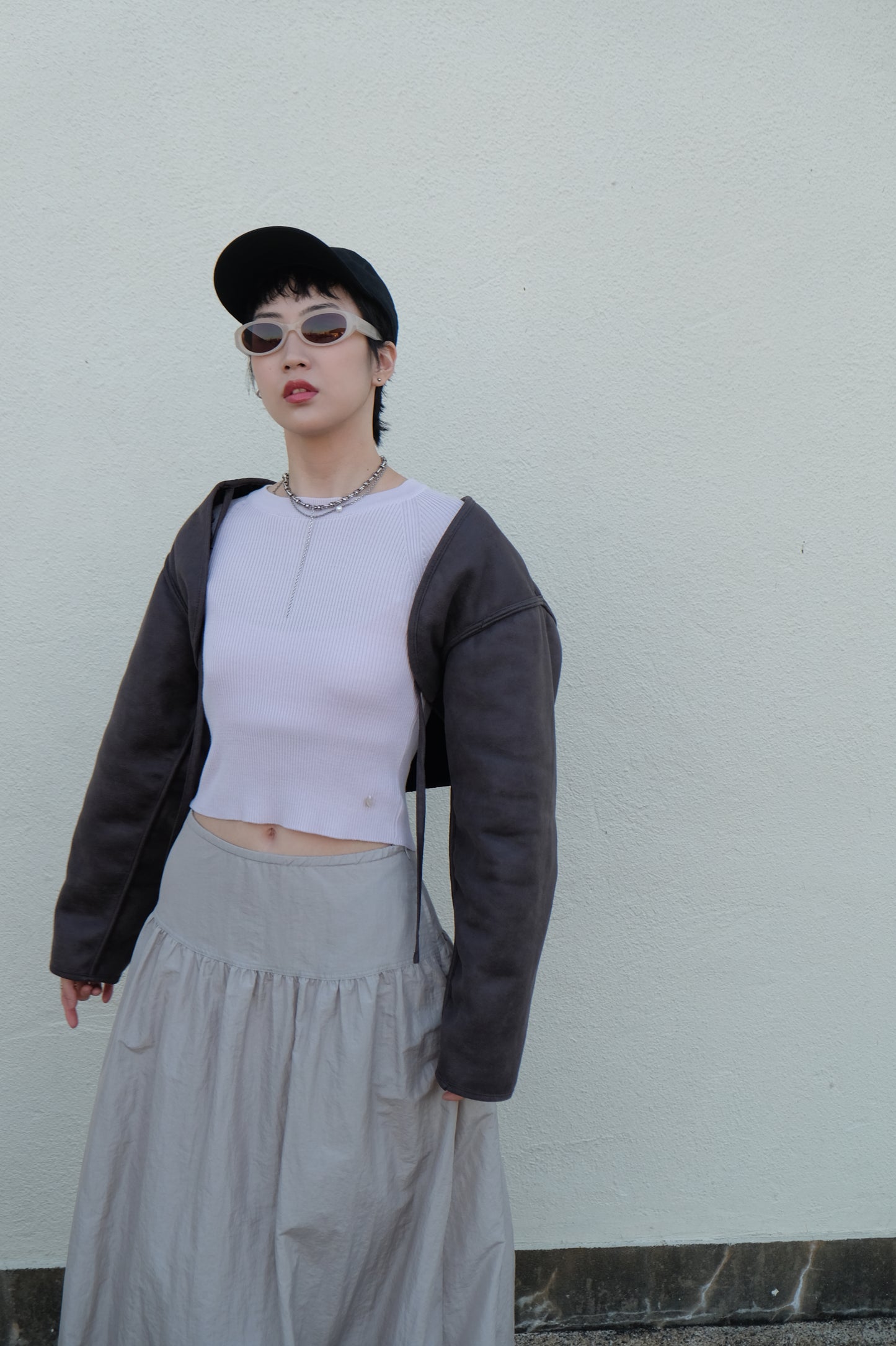 Back Open Knit Top (Lilac/ Ivory)