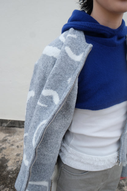 ✨推！"Yin Yang"  Wool Knit Zip Jacket (Grey)
