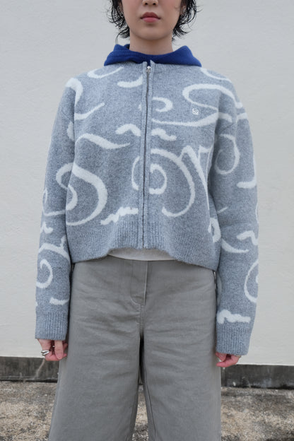 ✨推！"Yin Yang"  Wool Knit Zip Jacket (Grey)