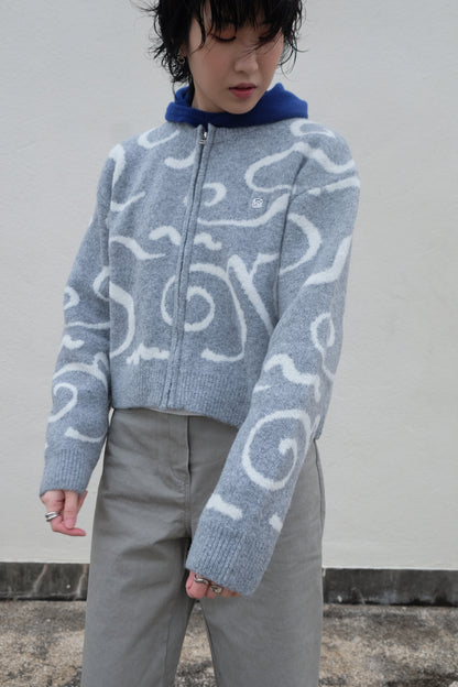 ✨推！"Yin Yang"  Wool Knit Zip Jacket (Grey)