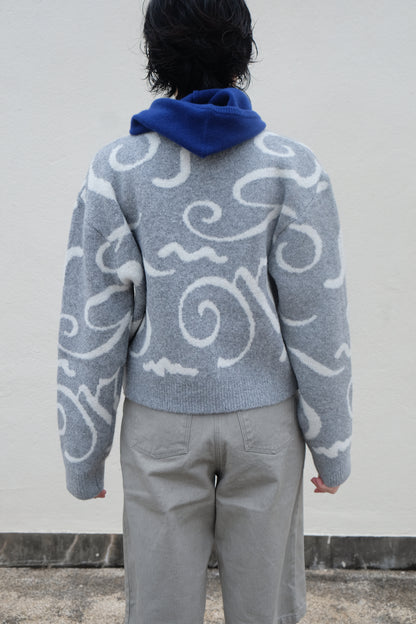✨推！"Yin Yang"  Wool Knit Zip Jacket (Grey)