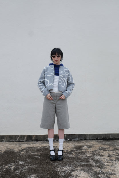 Boxy Mid-length Jorts (Charcoal/ Grey)