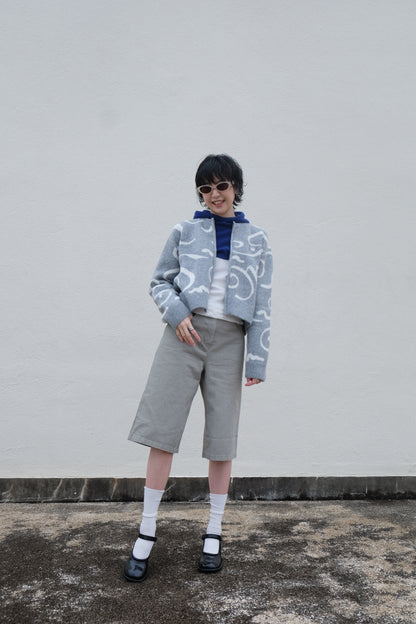 Boxy Mid-length Jorts (Charcoal/ Grey)