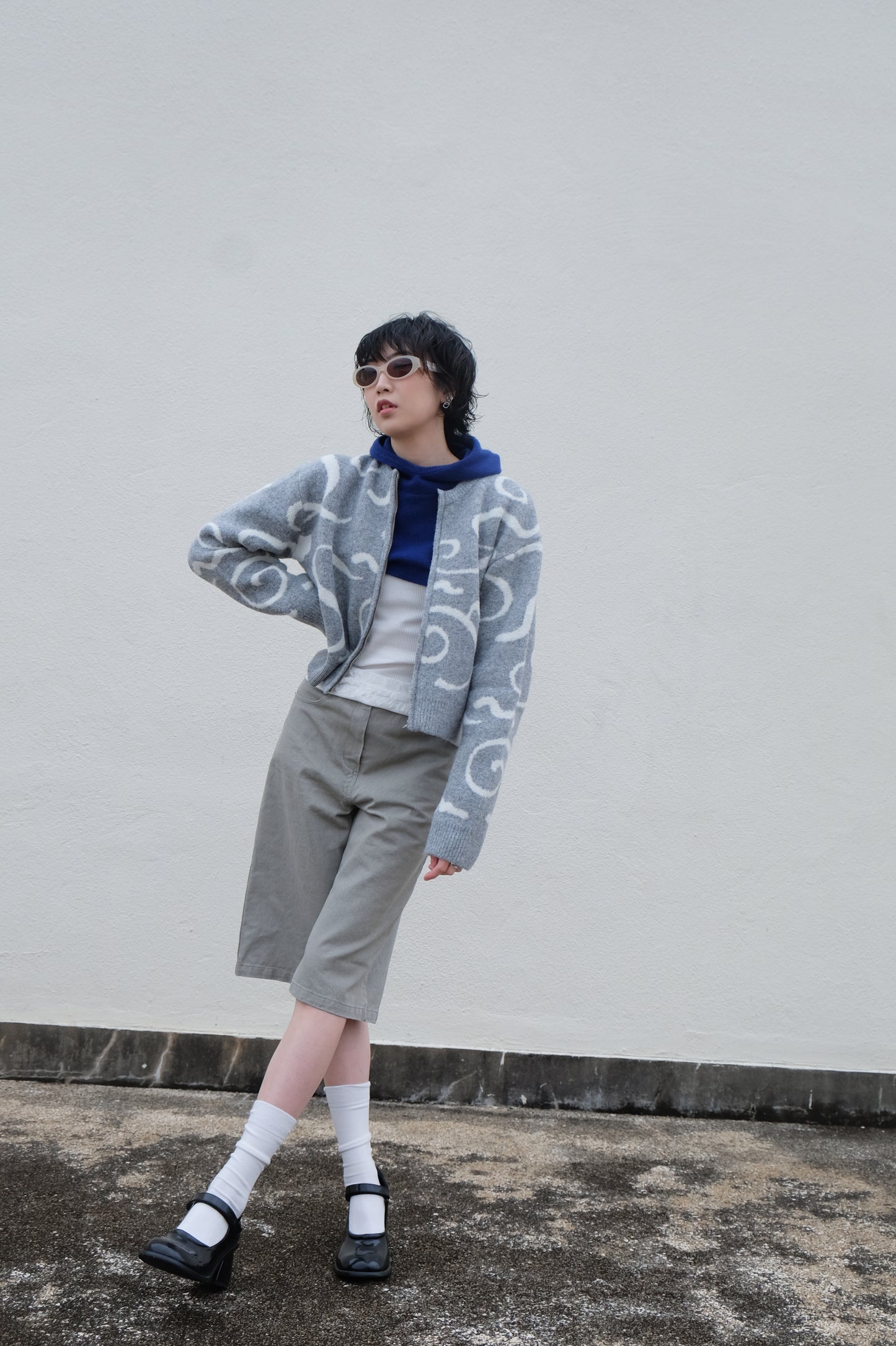 Boxy Mid-length Jorts (Charcoal/ Grey)