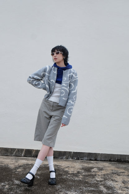 Boxy Mid-length Jorts (Charcoal/ Grey)
