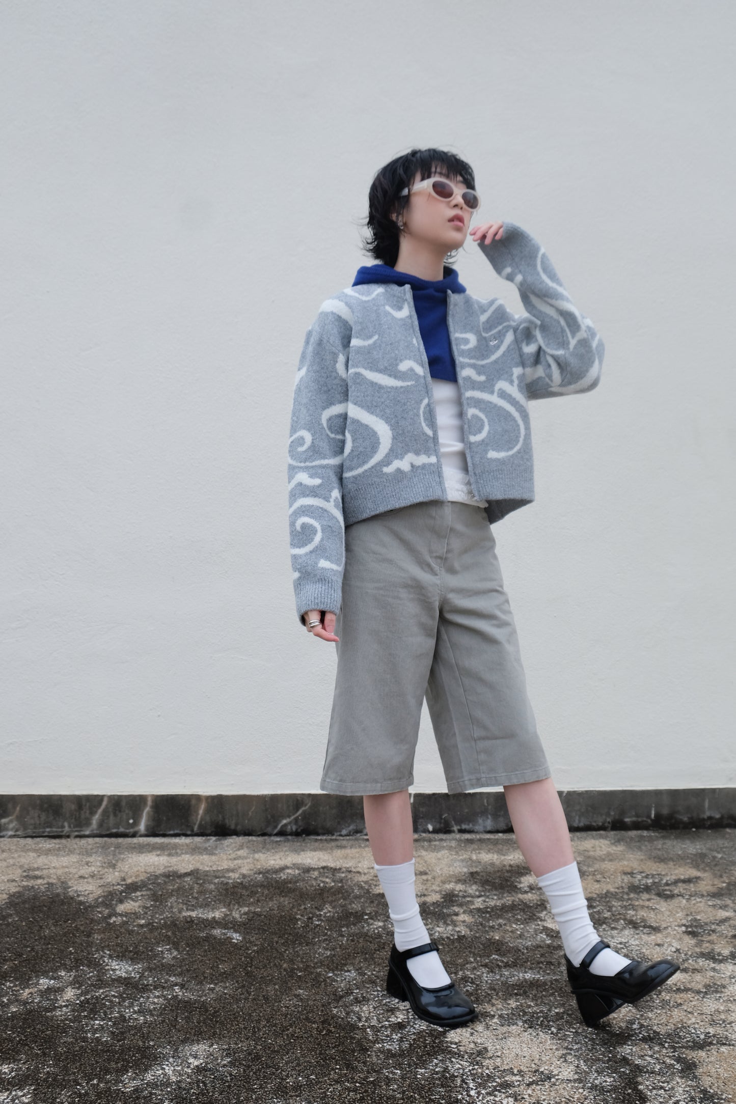 Boxy Mid-length Jorts (Charcoal/ Grey)