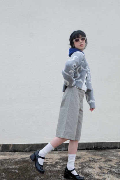 Boxy Mid-length Jorts (Charcoal/ Grey)