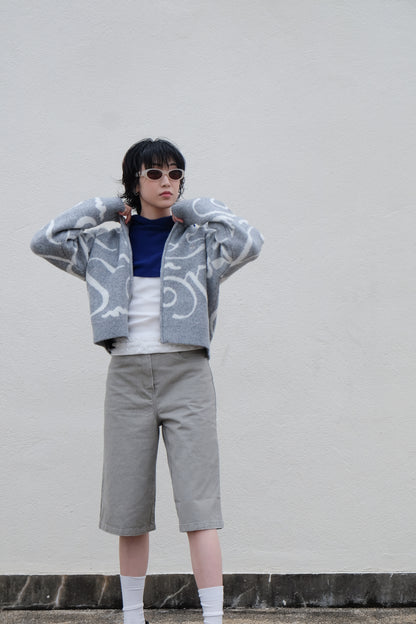 Boxy Mid-length Jorts (Charcoal/ Grey)