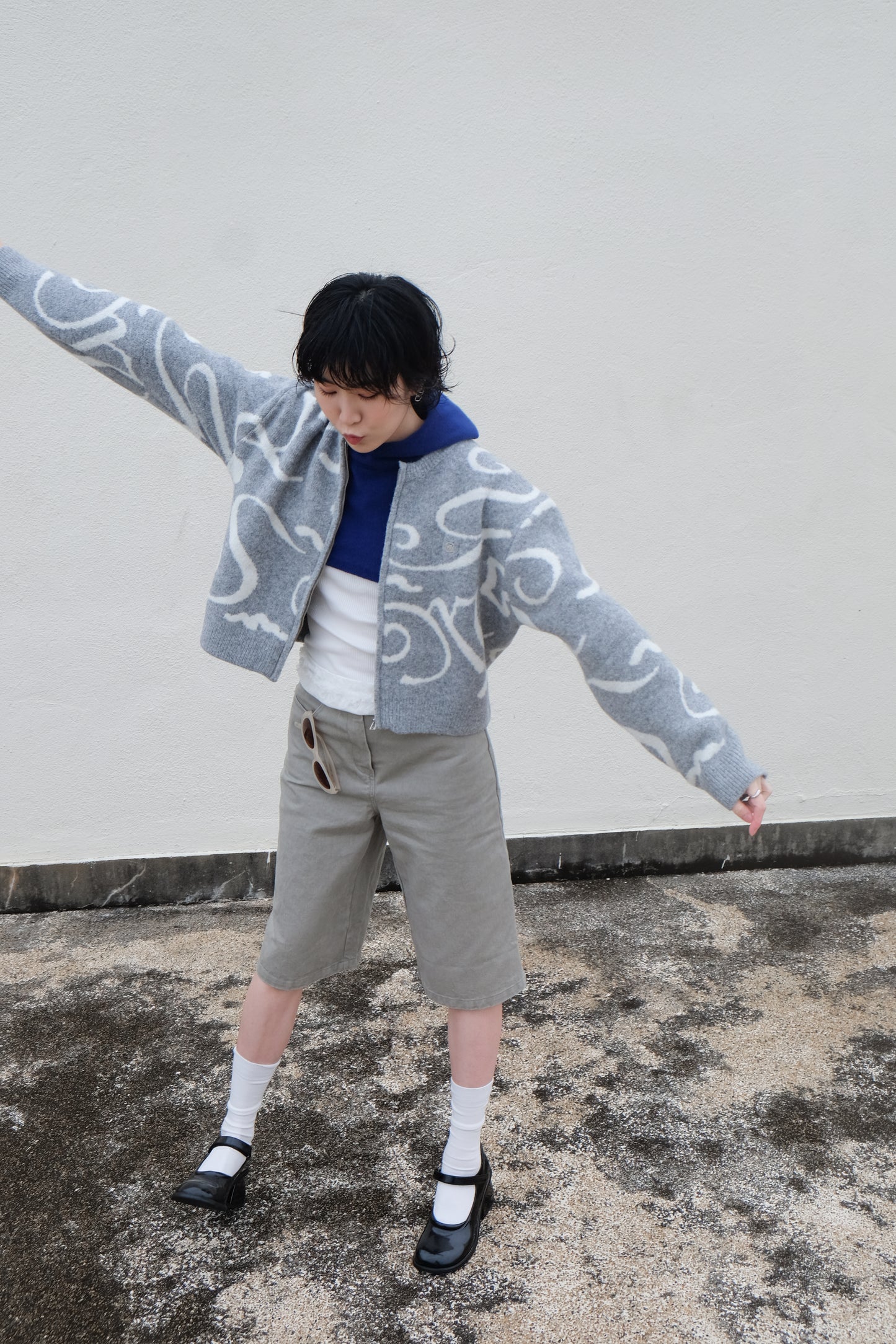 ✨推！"Yin Yang"  Wool Knit Zip Jacket (Grey)