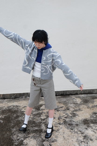 ✨推！"Yin Yang"  Wool Knit Zip Jacket (Grey)