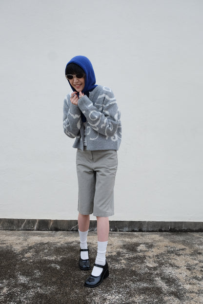 Cropped Hoodie - Merino Wool & Cashmere (Blue)