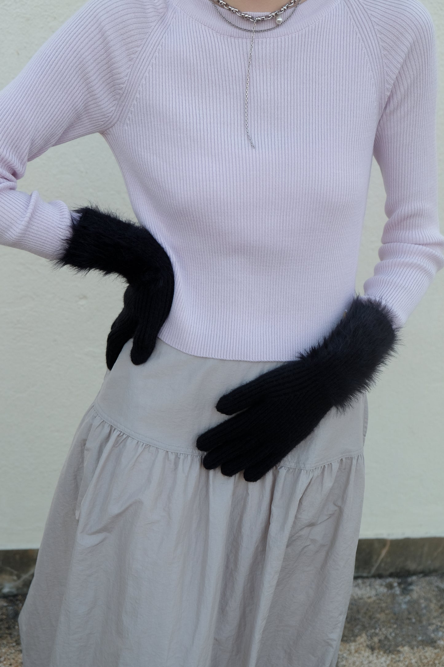 Back Open Knit Top (Lilac/ Ivory)