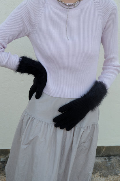 Back Open Knit Top (Lilac/ Ivory)