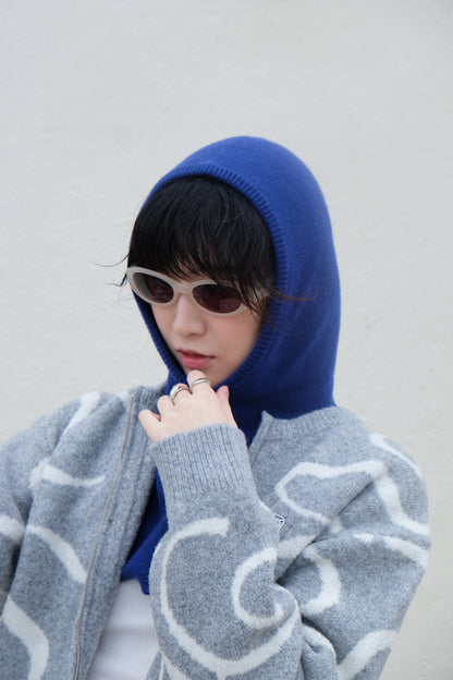Cropped Hoodie - Merino Wool & Cashmere (Blue)