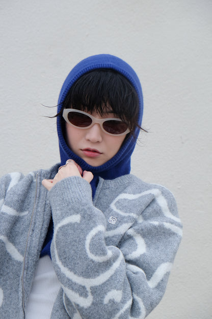 Cropped Hoodie - Merino Wool & Cashmere (Blue)