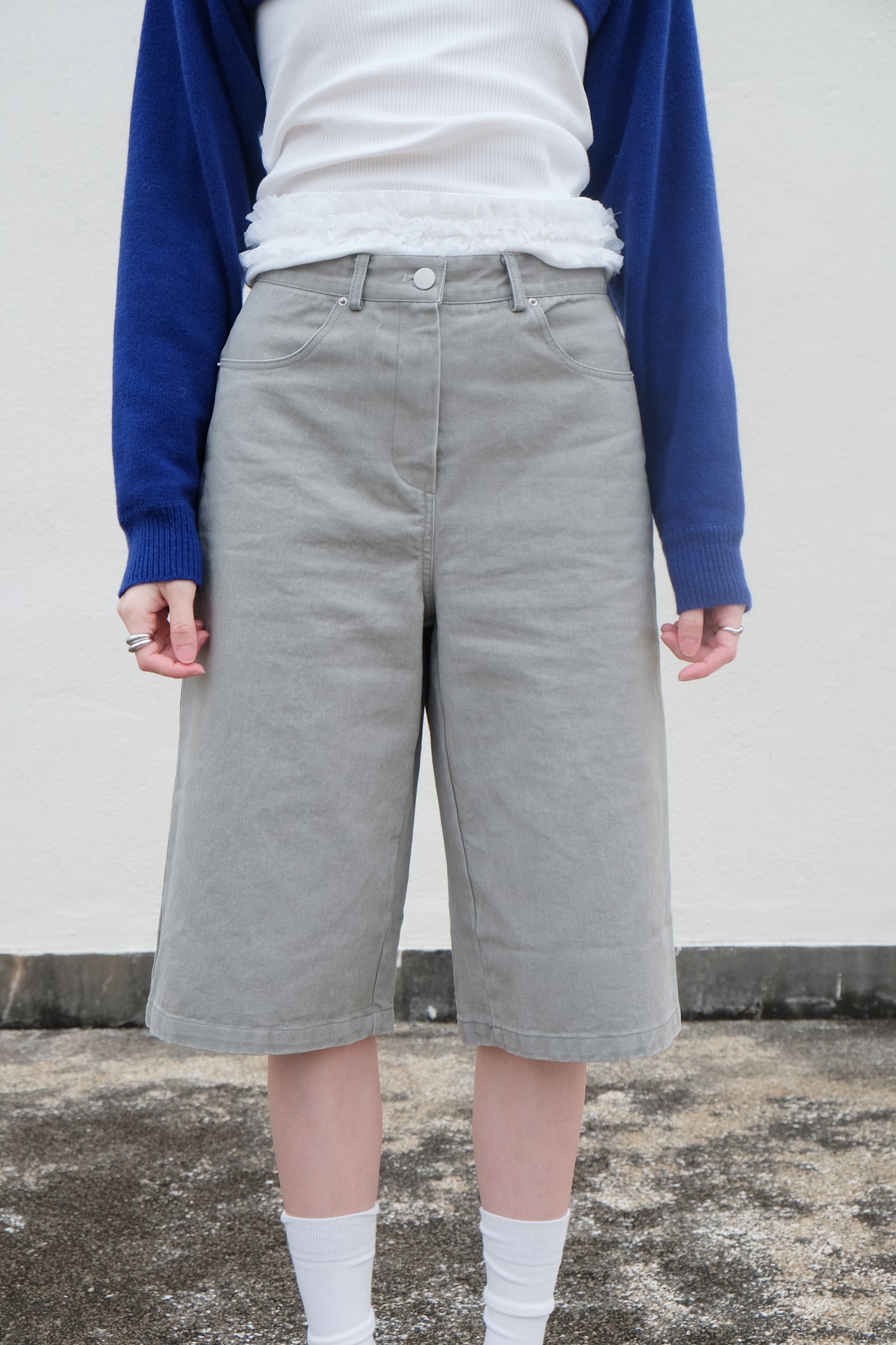 Boxy Mid-length Jorts (Charcoal/ Grey)