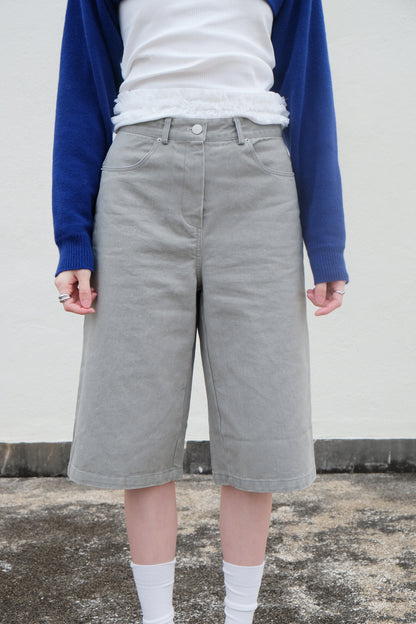 Boxy Mid-length Jorts (Charcoal/ Grey)