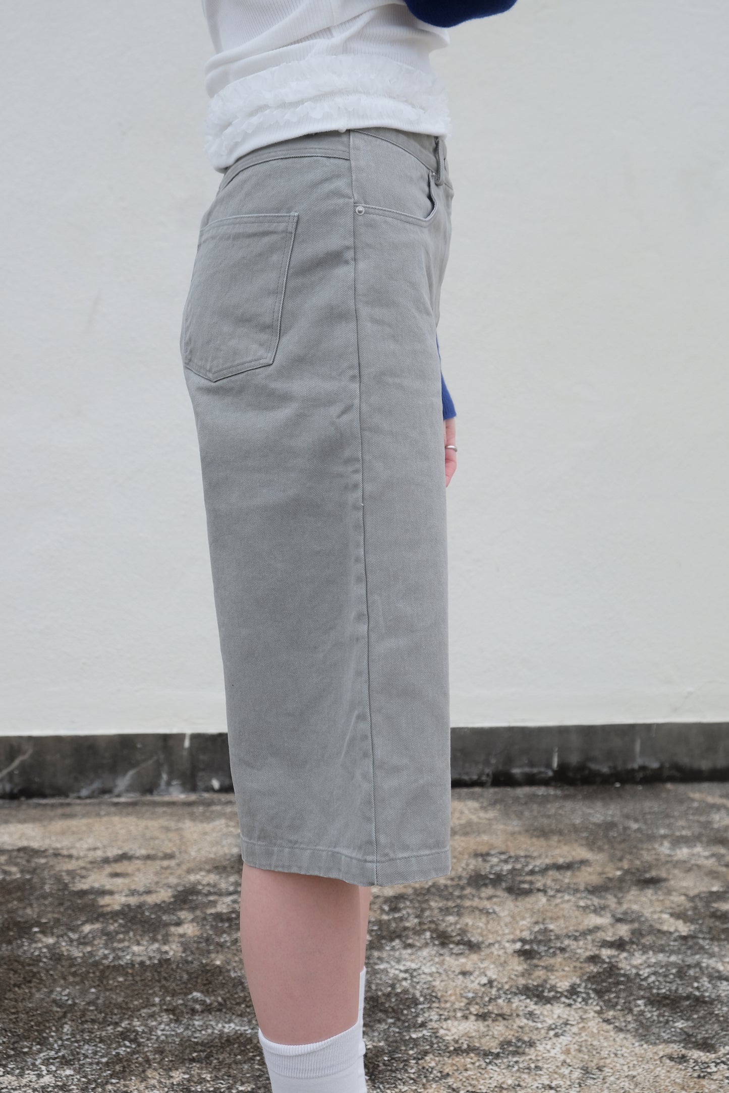 Boxy Mid-length Jorts (Charcoal/ Grey)