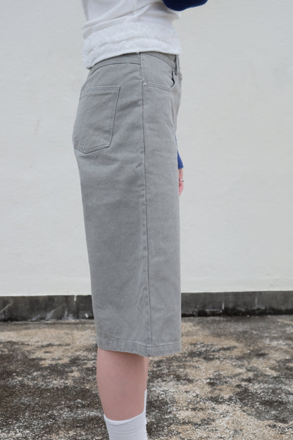 Boxy Mid-length Jorts (Charcoal/ Grey)