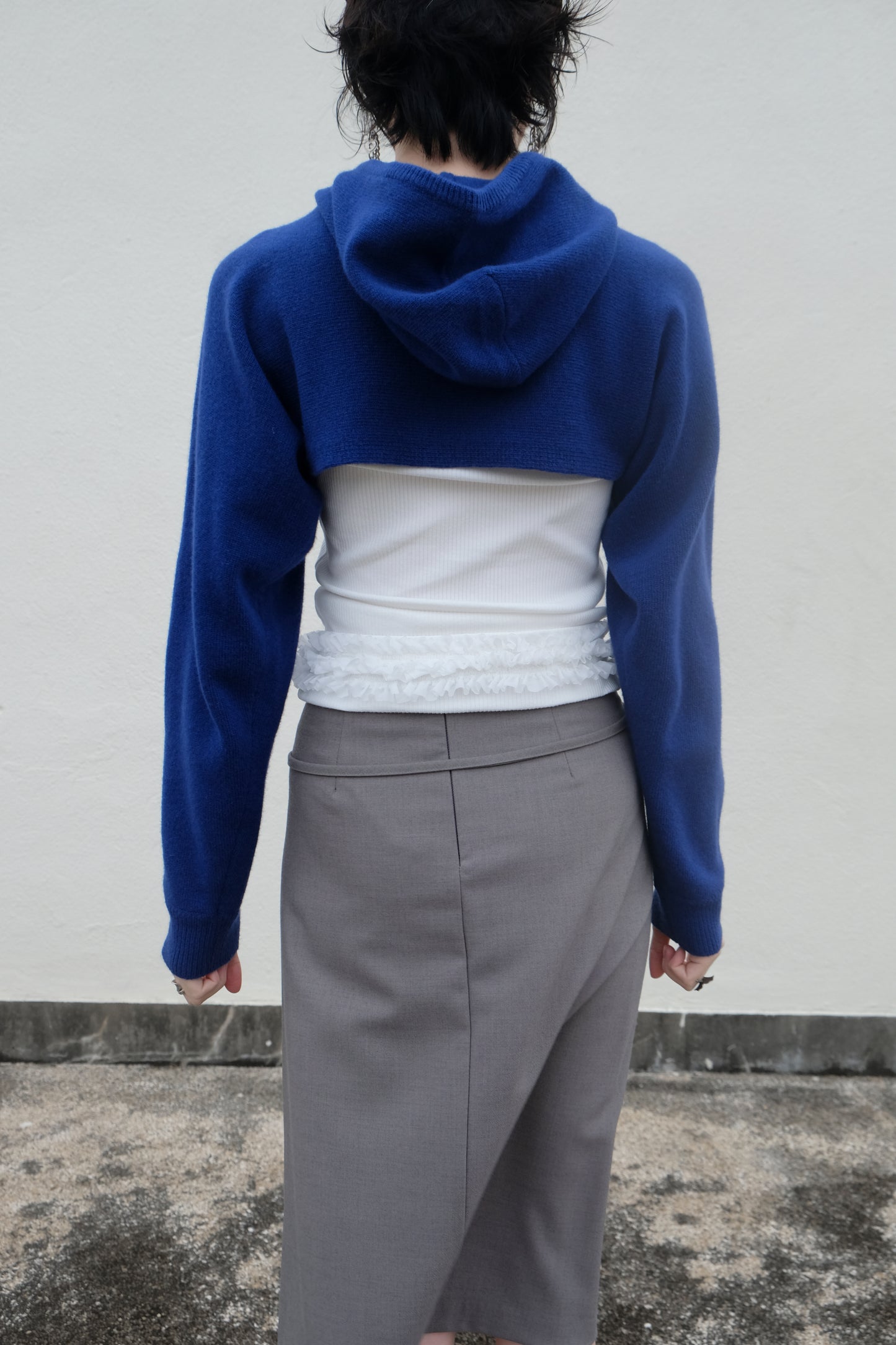 Cropped Hoodie - Merino Wool & Cashmere (Blue)