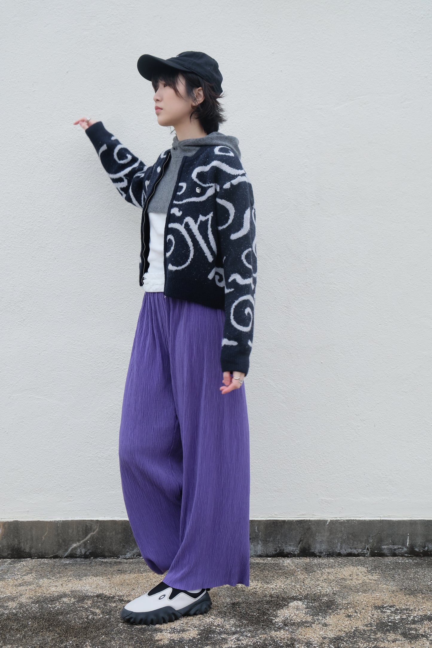 Cooling Textured Everyday Pants (Purple/ Green)