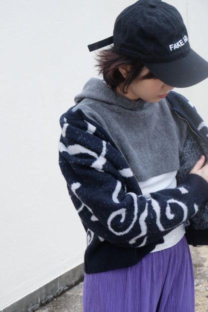 ✨推！"Yin Yang"  Wool Knit Zip Jacket (Black)