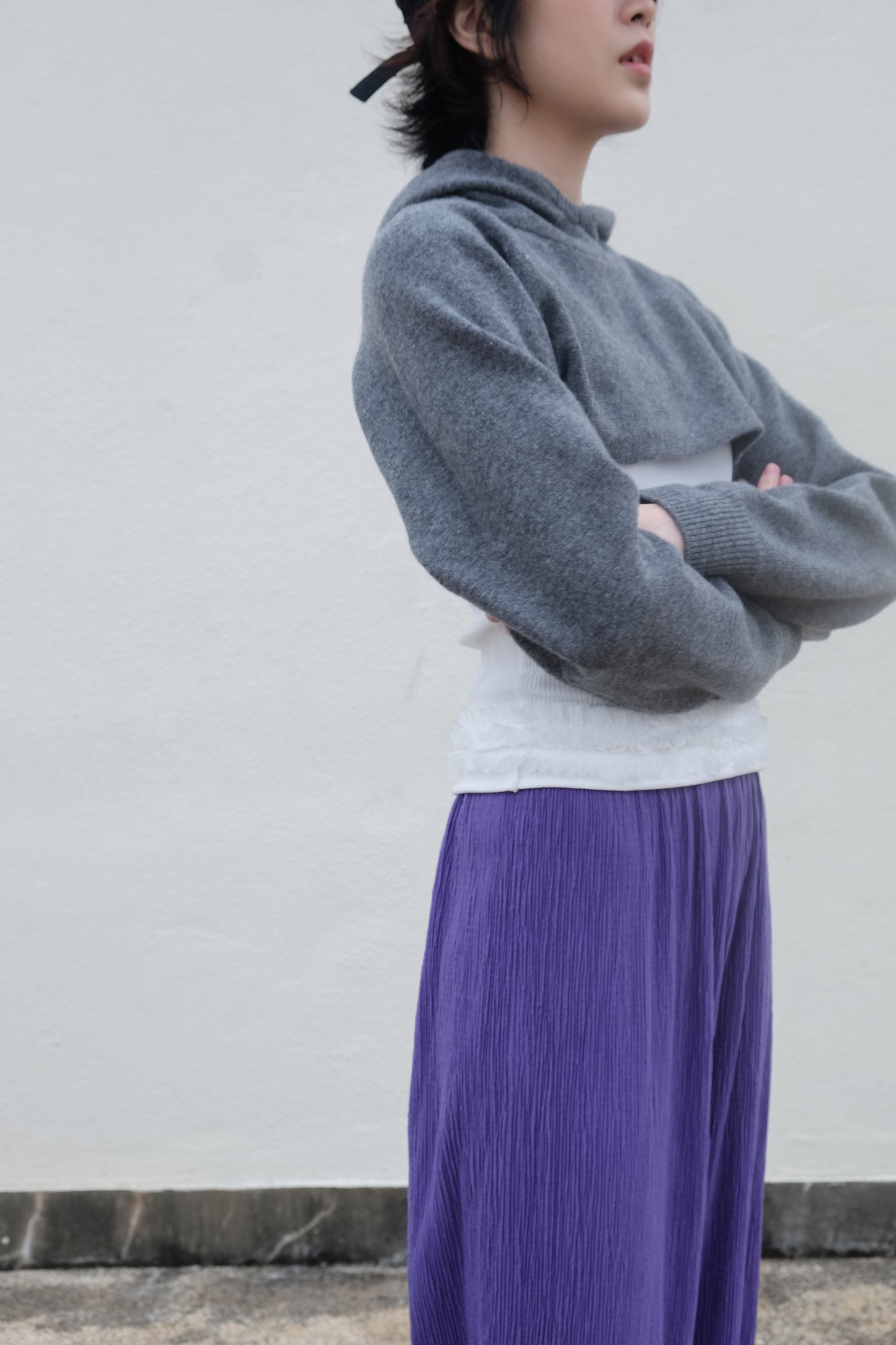 Cropped Hoodie - Merino Wool & Cashmere (Grey)