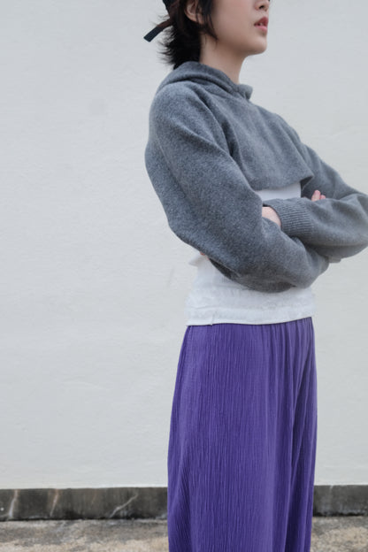 Cropped Hoodie - Merino Wool & Cashmere (Grey)