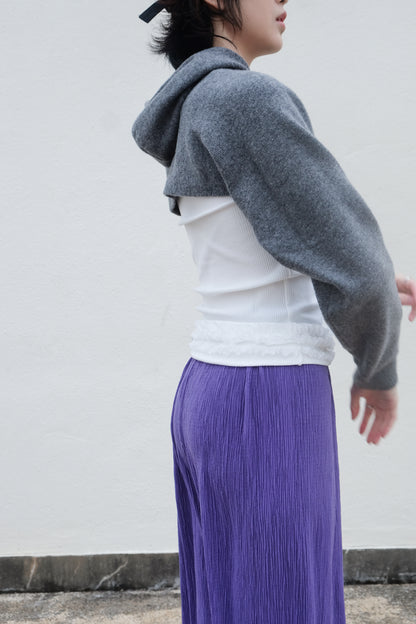 Cropped Hoodie - Merino Wool & Cashmere (Grey)