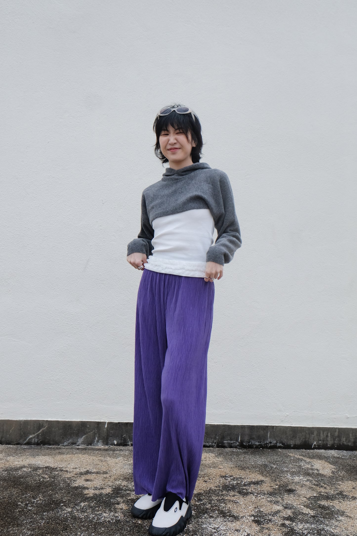 Cooling Textured Everyday Pants (Purple/ Green)