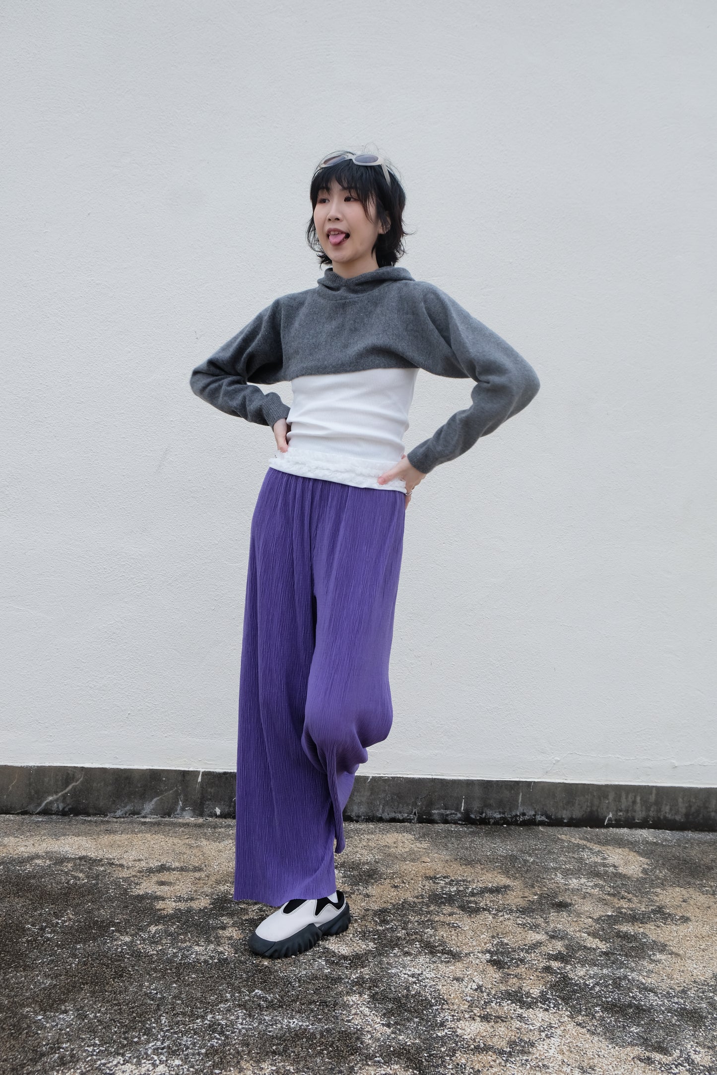 Cooling Textured Everyday Pants (Purple/ Green)