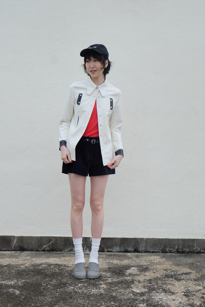 ✨推！"Midwest" Retro Faux Leather Shirt