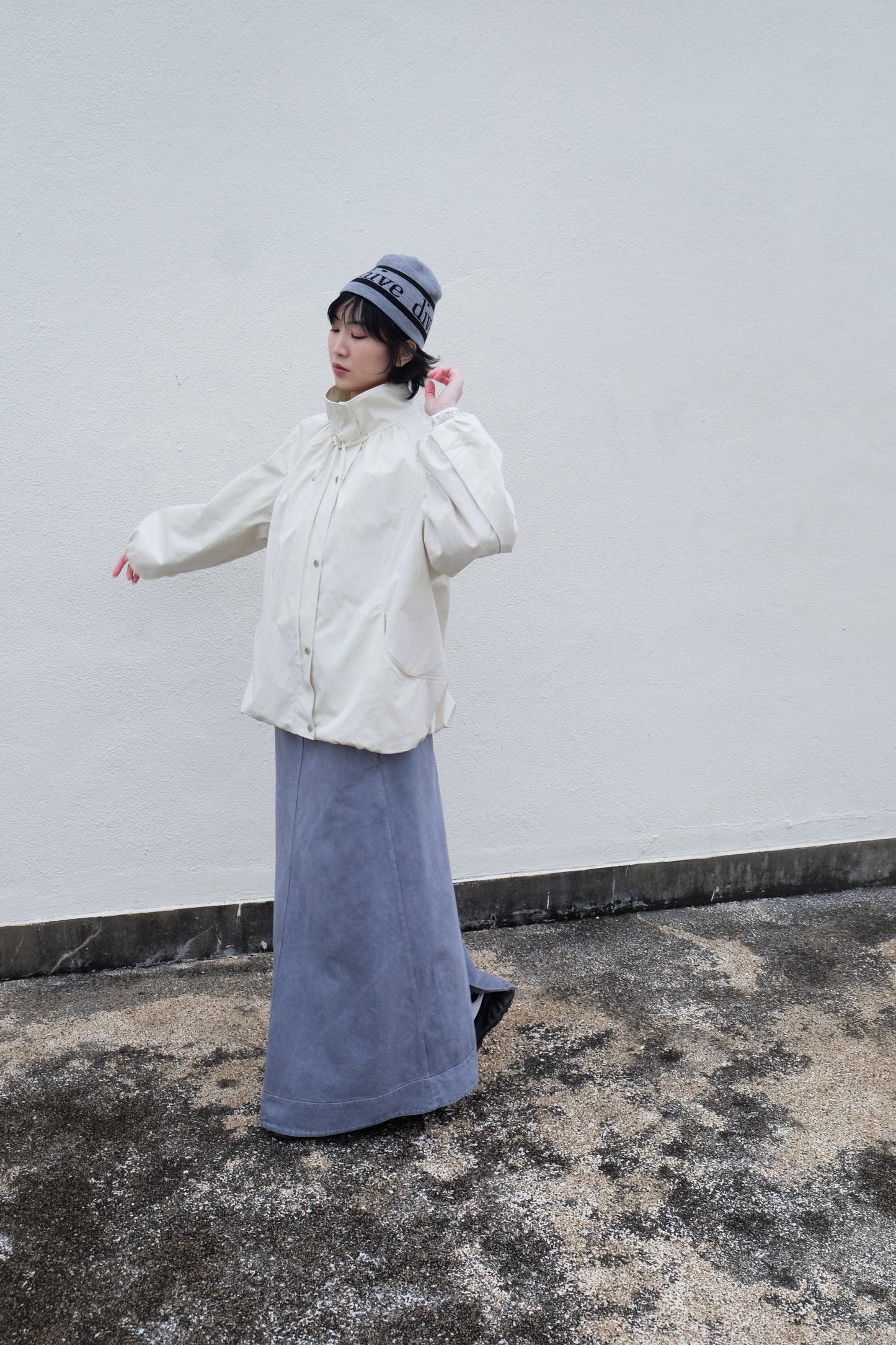 ✨推！"Andre" 90s Heavy Washed Cotton A-line Skirt (Grey)