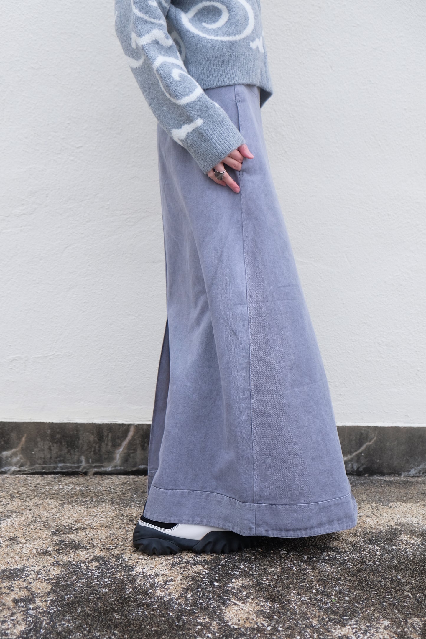 ✨推！"Andre" 90s Heavy Washed Cotton A-line Skirt (Grey)