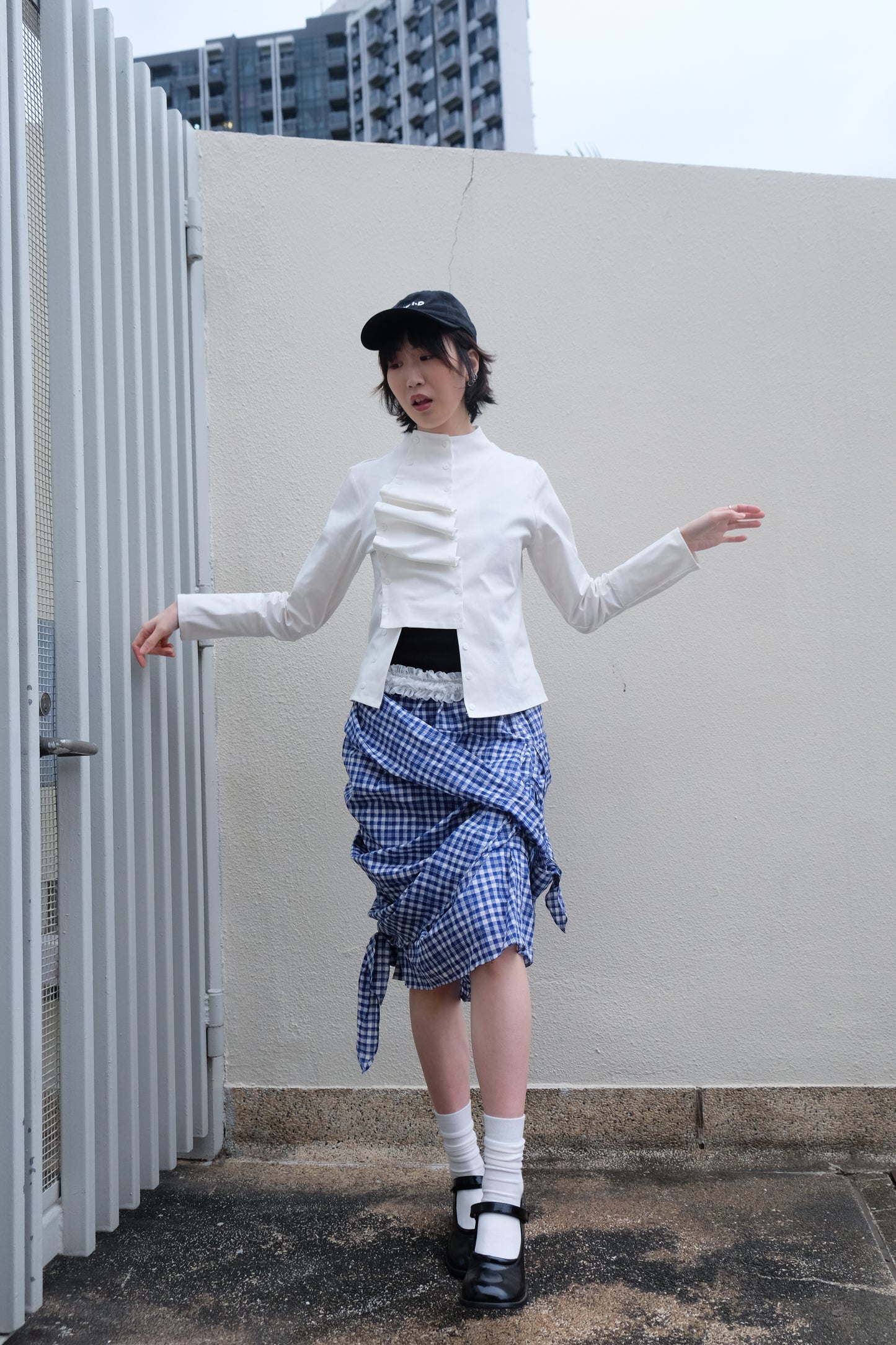2-way Gingham Knots Top/ Skirt (Blue)