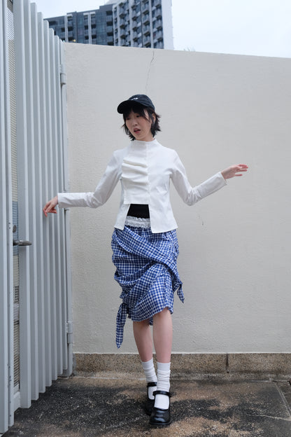 2-way Gingham Knots Top/ Skirt (Blue)
