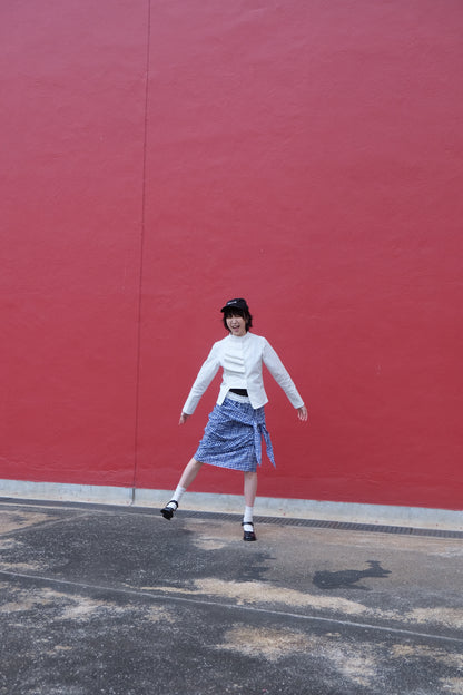 2-way Gingham Knots Top/ Skirt (Blue)